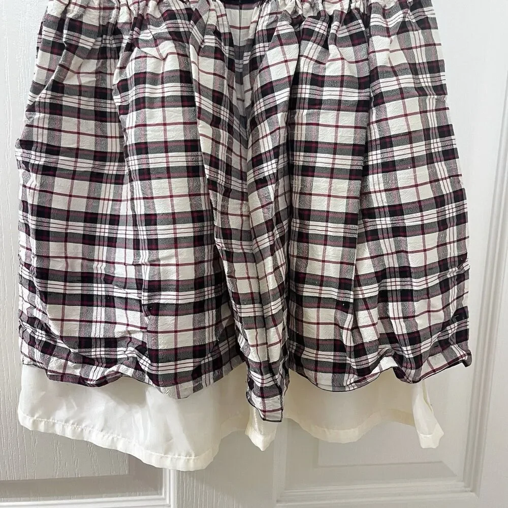 Vintage Gymboree Plaid Silk Dress Velvet Peter Pan Collar Girls SZ 18-24 Months